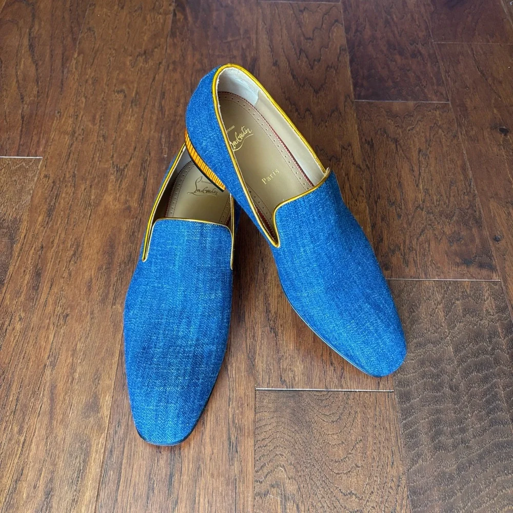 Christian Louboutin Colonnaki Denim Loafers Red Sole | Size EU 43 | NIB